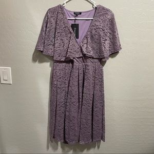 Lavender Dress Lace Purple Ruffle XL NWT Temptme